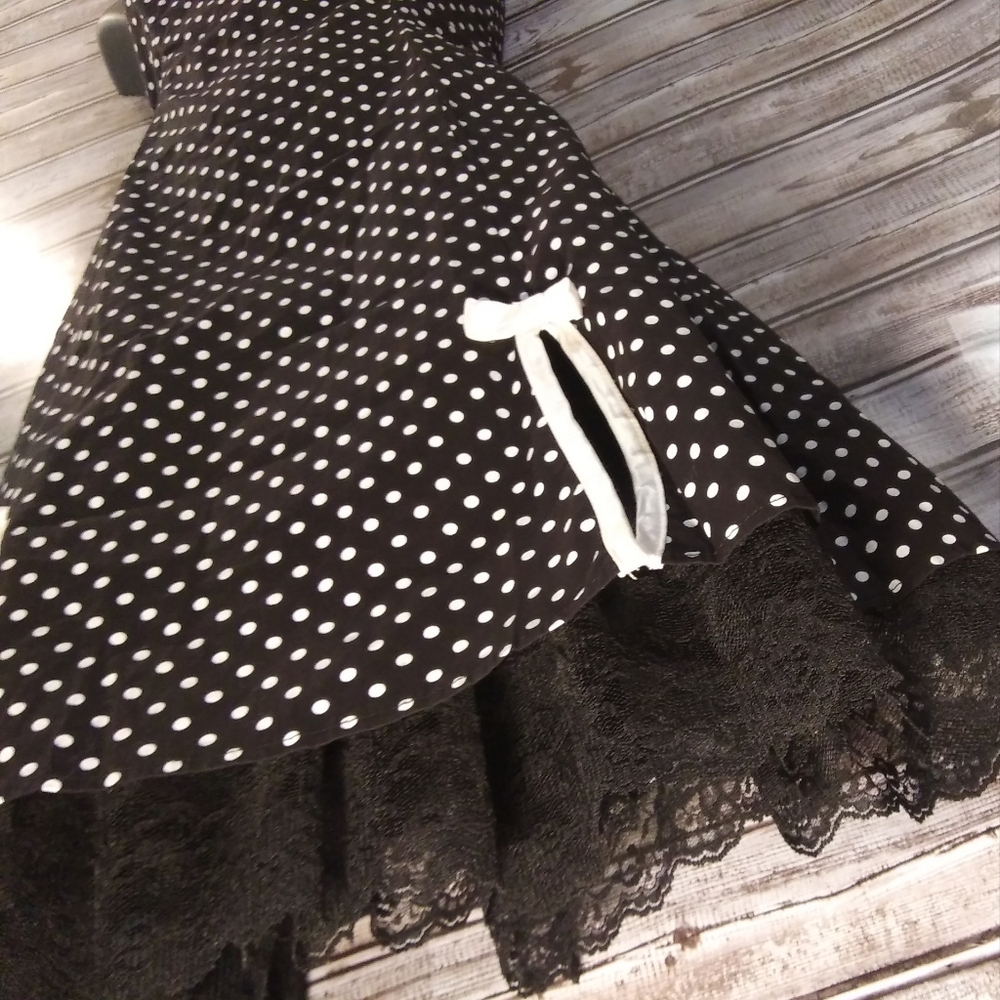 Polka Dot & Lace Full Midi Dress by BCX - Picture 5 of 7